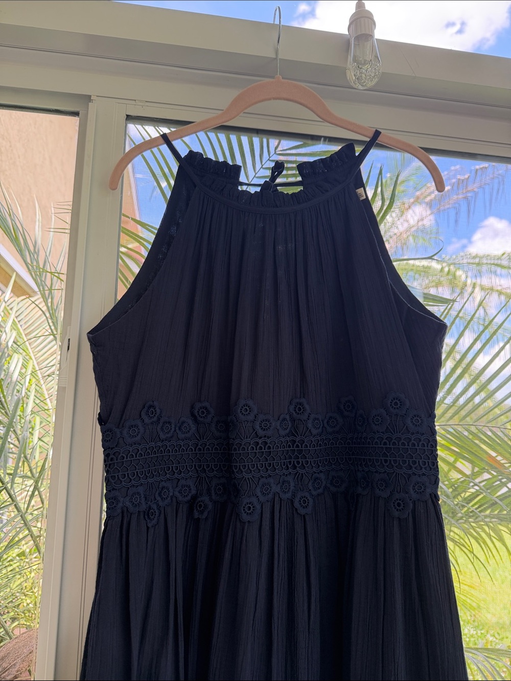 Eliza J Navy Blue Cotton Gauze Fit & Flare Strappy Sun Dress - Picture 6 of 13